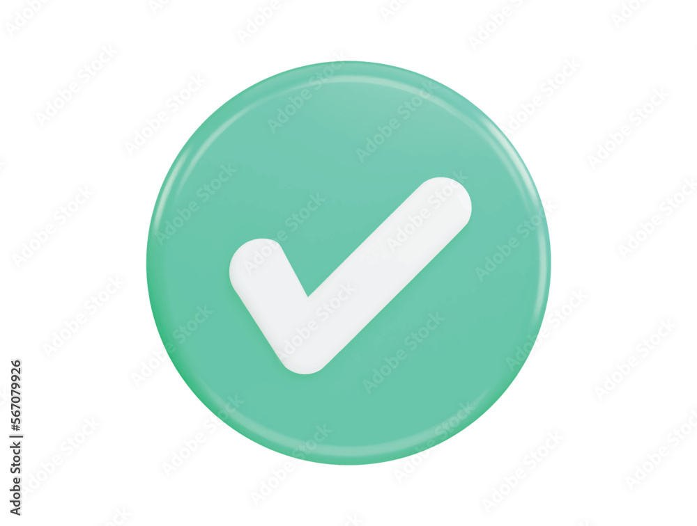 Right mark with 3d vector icon illustration Right mark with 3d vector icon illustration