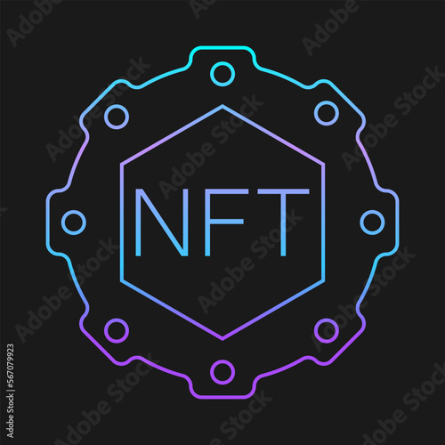 NFT,Non-fungible token with frame art icon vector graphic
