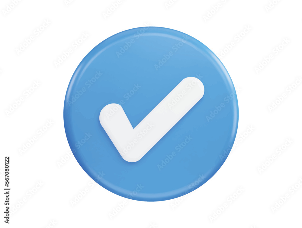 Right mark with 3d vector icon illustration Right mark with 3d vector icon illustration