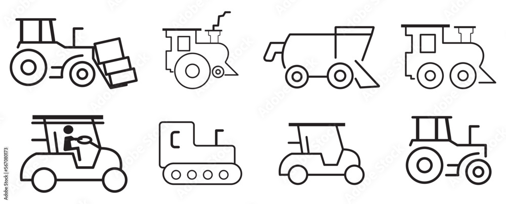 Transportation line icons. Pixel perfect.