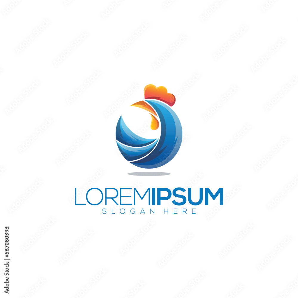 Awesome Abstract Chicken Circle Premium Logo Awesome Abstract Chicken Circle Premium Logo