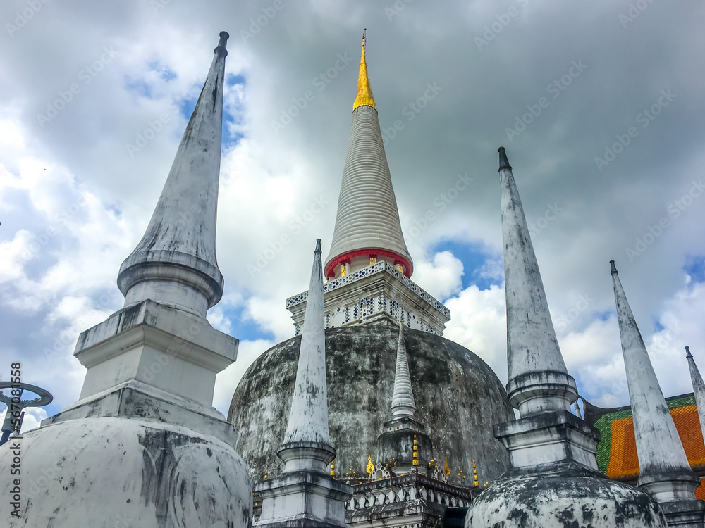 The ancient temple which name is Wat Phra Mahathat Woramahawihan ,that is the one of the most important historical sites in southern of Thailand. The ancient temple which name is Wat Phra Mahathat Woramahawihan ,that is the one of the most important historical sites in southern of Thailand.