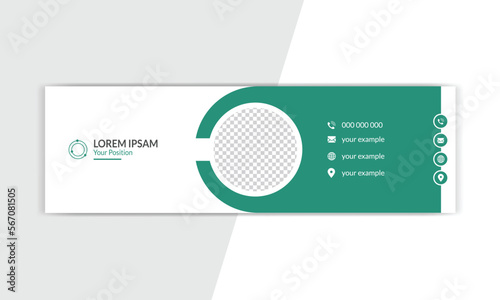 Business email signature with an author photo place modern and minimal layout. corporate mail signature banner.