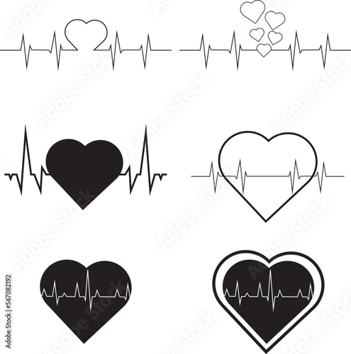 Heartbeat line set, palpitations, SVG Vector 