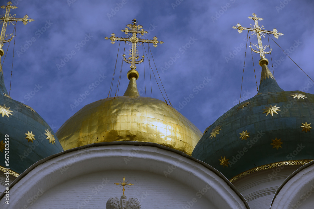 Architecture of Trinity Sergius Lavra, Sergiev Posad, Moscow region, Russia. Popular landmark.