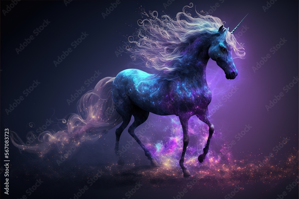 Naklejka premium Amazing lovely unicorn background design, colorful isolated high resolutions generative ai