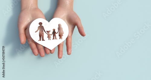 Obraz na plátne Hands holding diversity family, happpy carer and volunteer, disable nursing home
