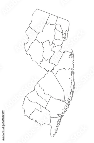 Highly Detailed New Jersey Blind Map.