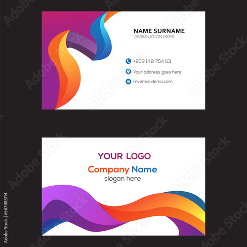 colorful print modern business card design template  vector, colorful and professional business card  print vector design template