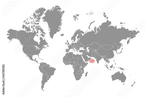 Fototapeta Naklejka Na Ścianę i Meble -  Arabian Sea on the world map. Vector illustration.