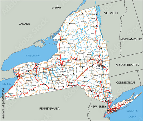 High detailed New York road map with labeling. photo