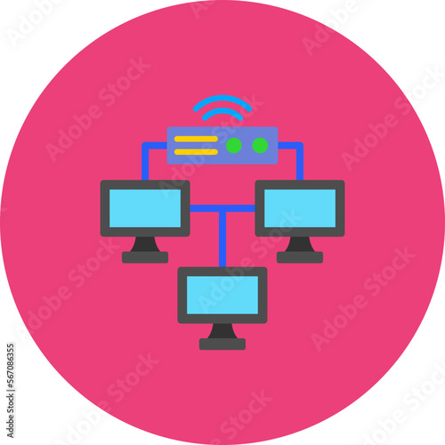 Local Network Multicolor Circle Flat Icon