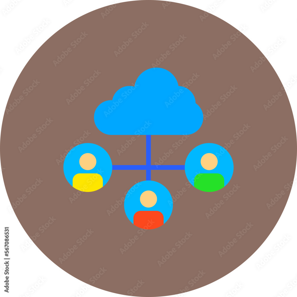 Cloud Sharing Multicolor Circle Flat Icon Cloud Sharing Multicolor Circle Flat Icon