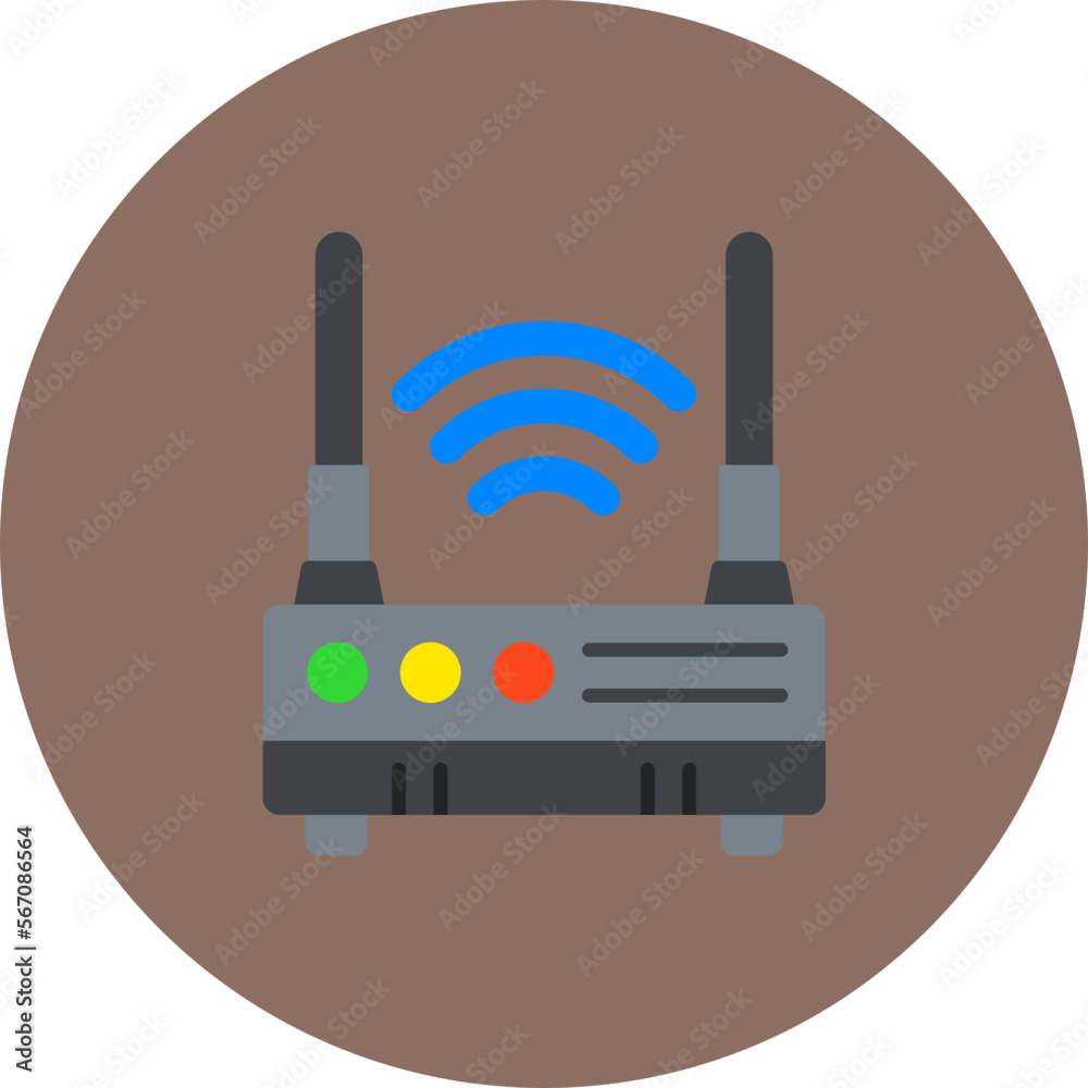 Wireless Router Multicolor Circle Flat Icon Wireless Router Multicolor Circle Flat Icon