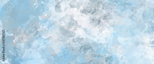 Blue and grey vector watercolor art background. Marbled texture for cards, flyers, poster, cover design. Marble. Stone. Stucco. Wall. Brushstrokes and splashes. Painted template for design. 