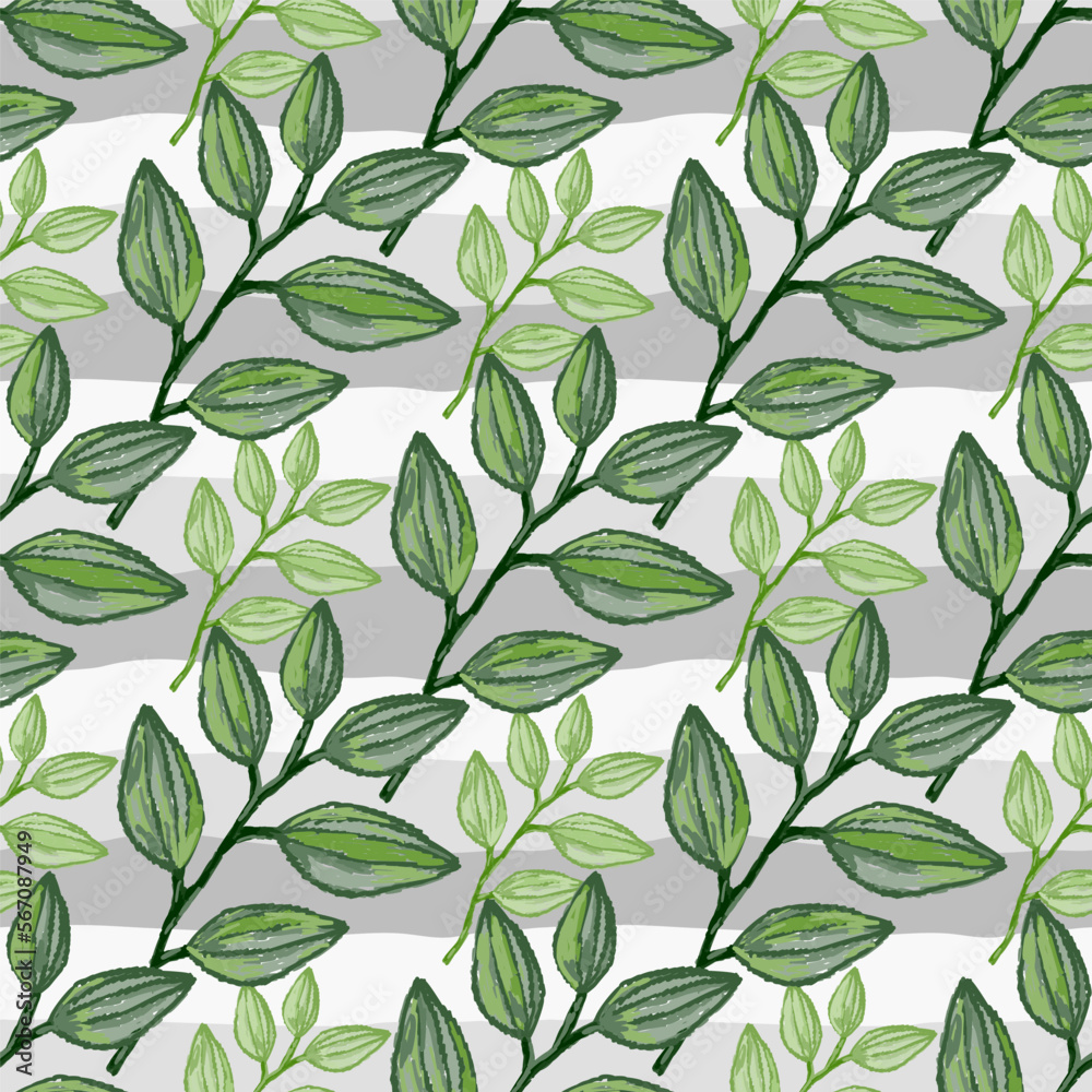 Freehand branches with leaves seamless pattern. Hand drawn organic background. Decorative forest leaf endless wallpaper. Freehand branches with leaves seamless pattern. Hand drawn organic background. Decorative forest leaf endless wallpaper.