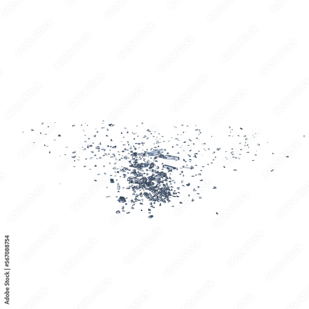 Shattered glass debris isolated transparent background 3d rendering
Shattered glass debris isolated transparent background 3d rendering