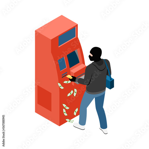 ATM Robber Isometric Composition