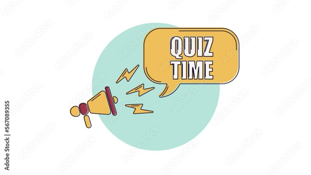 Quiz time. Announcement Message With Megaphone On yellow Speech Bubble. Encouragement and