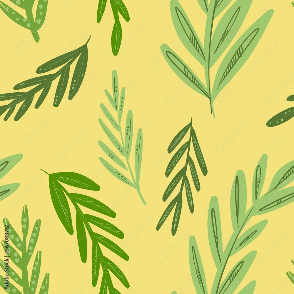 Obraz premium Botanical pattern with green leaves 