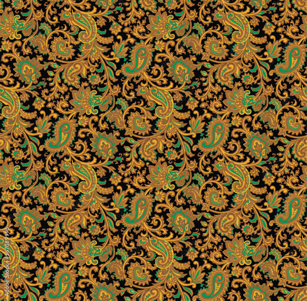 Ethnic Traditional Pakistani and Indian Paisley patterns on the background. PAISLEY FLORAL SEAMLESS PATTERN. Paisley seamless pattern with ethnic floral elements.