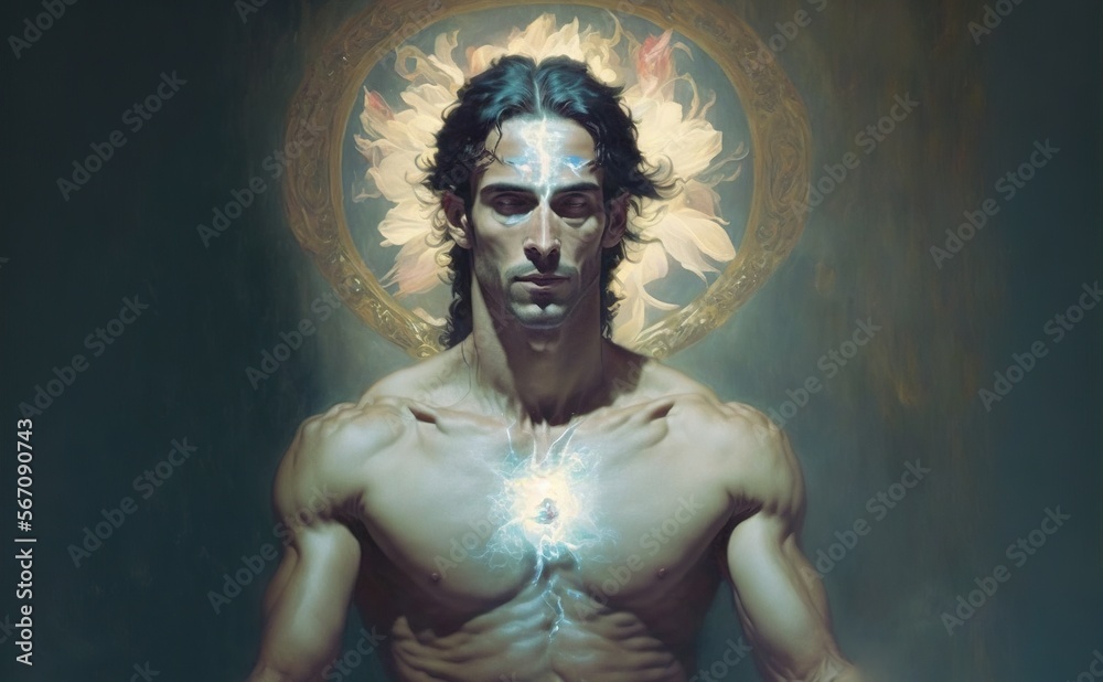 Man in meditation nirvana enlightenment illustration generative ai Man in meditation nirvana enlightenment illustration generative ai