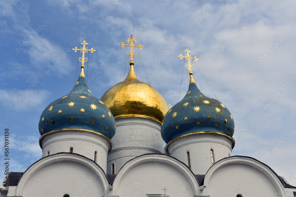 Architecture of Trinity Sergius Lavra, Sergiev Posad, Moscow region, Russia. Popular landmark.