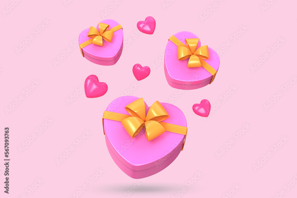 Fototapeta premium 3d rendering of heart giftboxs icon