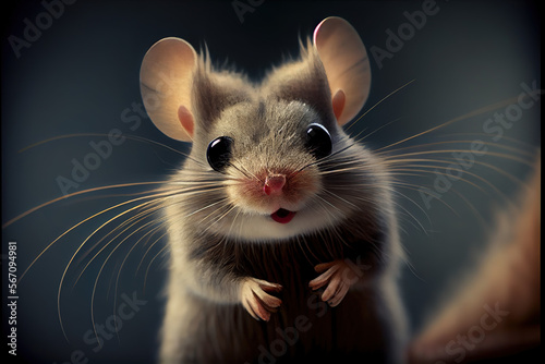 Mouse with funny face .Generative AI © Rade11 Photography