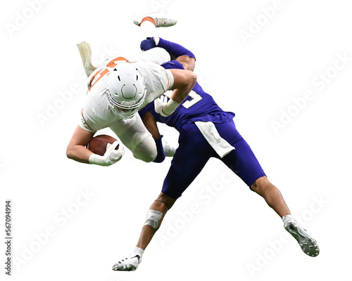 Football players making great plays during competitive games