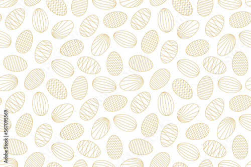 seamless golden pattern with easter eggs - vector illustration