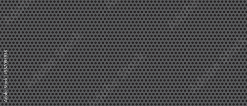 Black polka dot pattern on grey background. Straight dot pattern for backdrop and wallpaper template. Simple classic polka dot lines with repeat stripes texture. Polka background, vector illustration