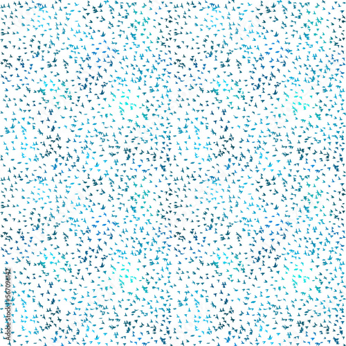 Seamless pattern flying birds. Lots of blue starlings. Vector illustration