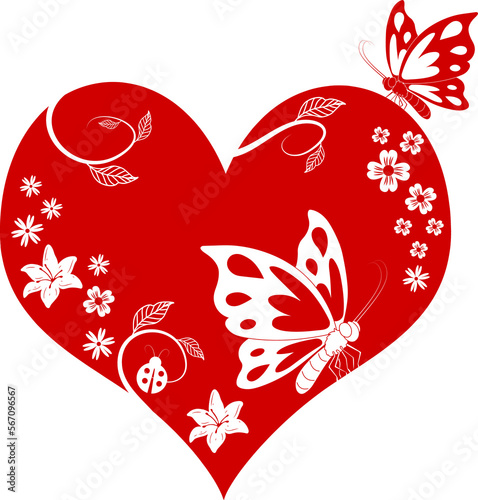 Valentine Flawer Butterfly on heart photo