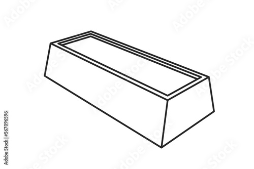 Gold bullion or gold ingot in outline vector illustration