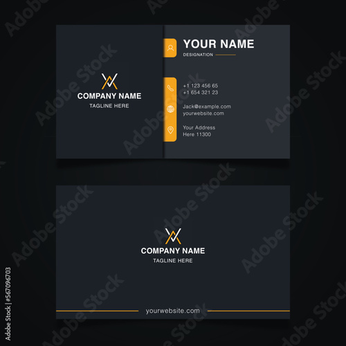 business card template, decent dark business card 
