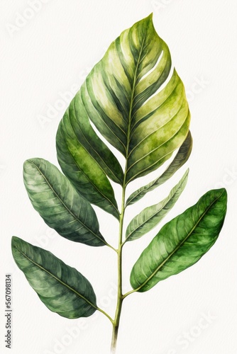 Watercolor Painting Of A ZZ Plant Leaf