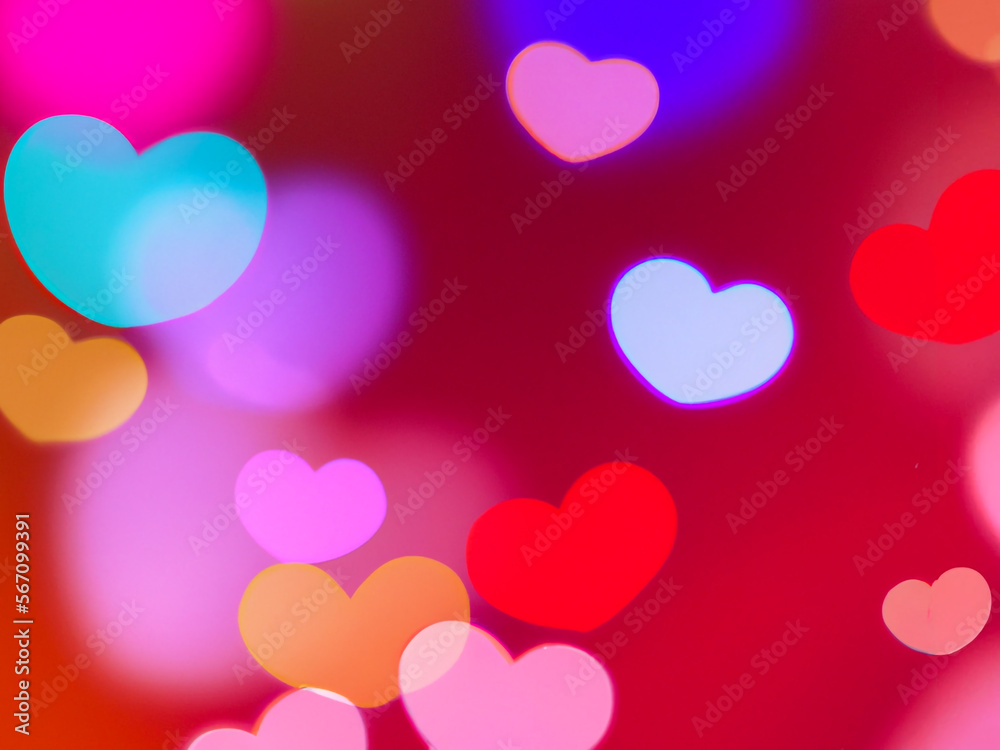 Colorful lovely Hearts background – Love and Valentine Day concept - Generative AI illustration