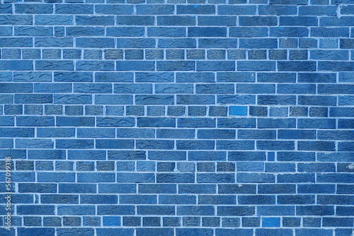 Brick wall with unusual blue bricks