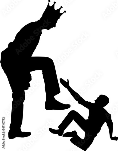 Concept of behavior as a selfish tyrant and dictator in business, politics and life. Vector Silhouette