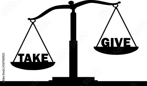 On the scales of justice, two words - give and take. The word to take is heavier. Vector Silhouette