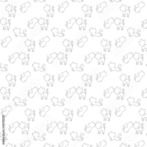 Background pattern with the contour of cats in black.