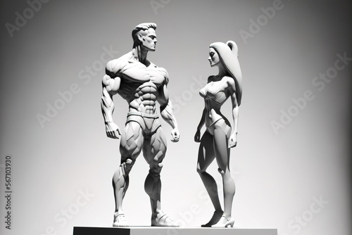 Fitness couple statues, Generative AI illustration