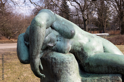 statue of a naked woman in park ujazdowski, warsaw, poland