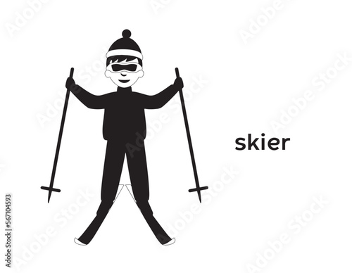 skier isolated vector Silhouettes