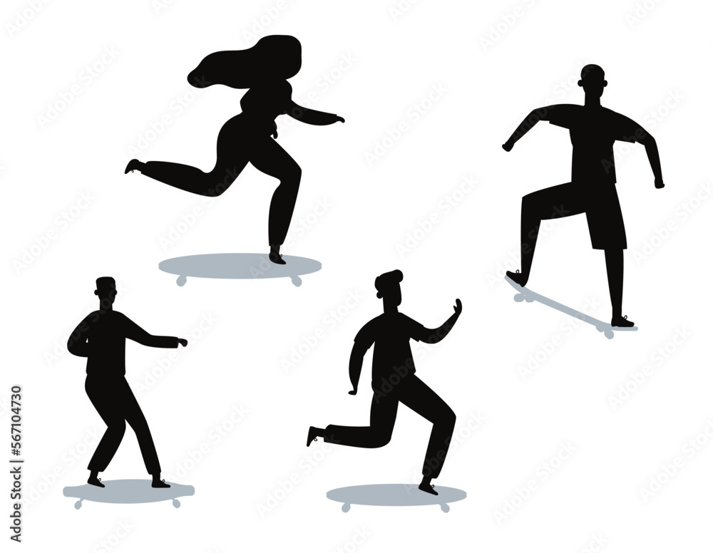 Set of  Snowboarding isolated vector Silhouettes