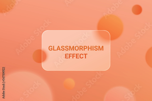 Geometric circle with rectangle glassmorphism plate in the center on dark orange background