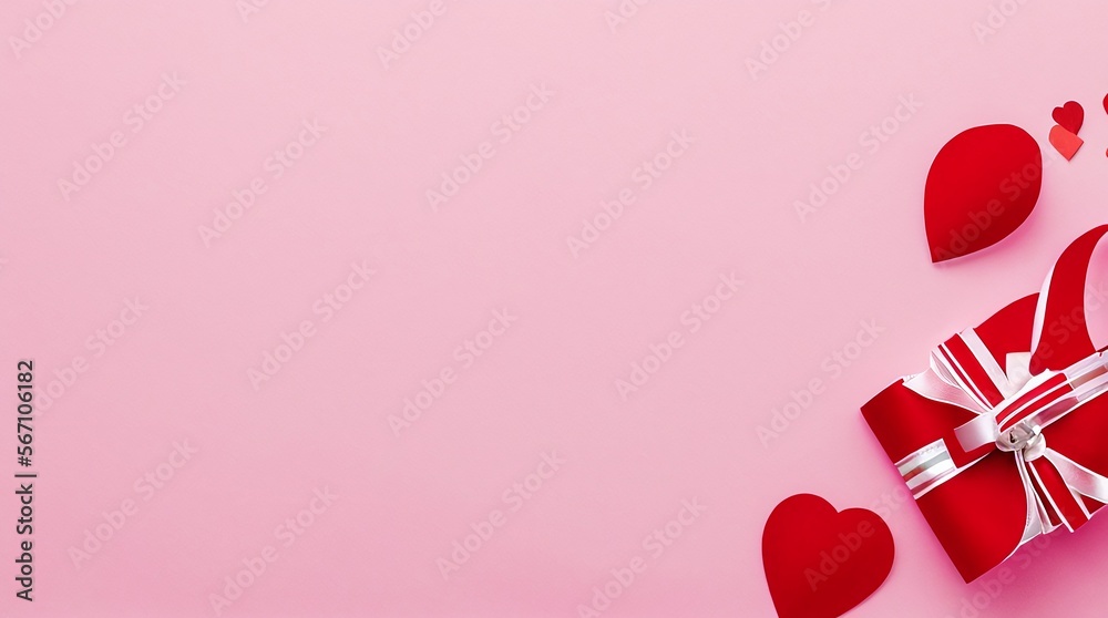 Fondo de San Valentín con sobre, tarjeta de papel y corazones rojos
