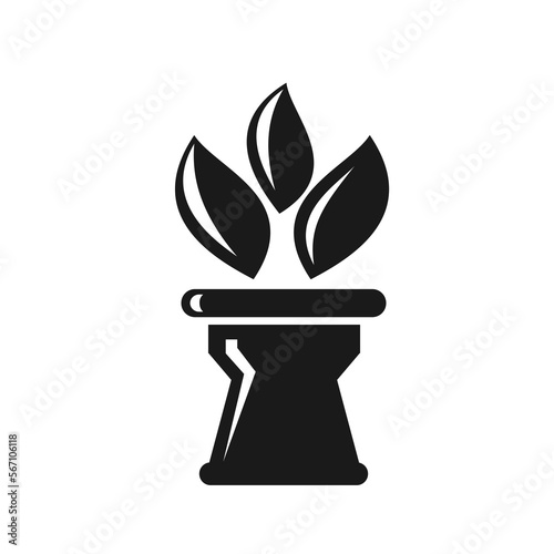 Vector illustration, a pot with plants icon. Flat design. 