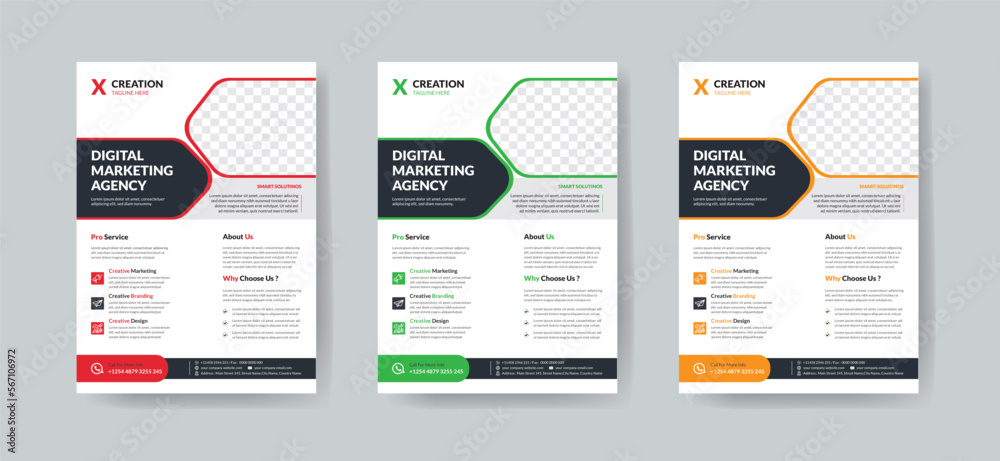 a bundle of 4 templates of a4 flyer, Flyer template layout design. business flyer, brochure, magazine or flier mockup in bright colors. perfect for creative professional business. vector template